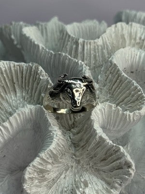 Men'S 925 Sterling Silver "Bull" Ring Size 9.5