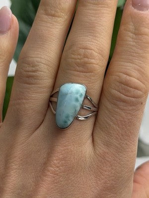 925 Sterling Silver Larimar Ring Size 8.5