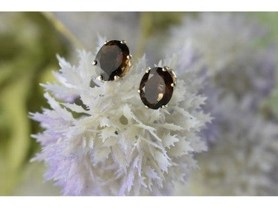925 Sterling Silver Hessonite Stud Earrings
