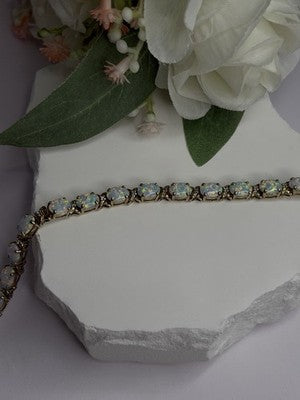 925 Sterling Silver Gold Plated Shiny Opal Bracelet Size 7