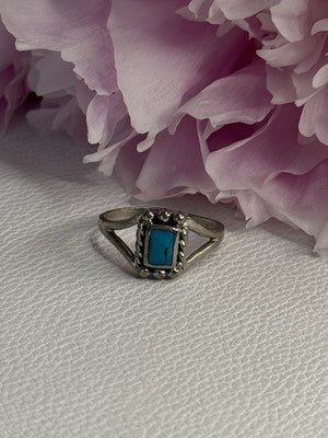925 Sterling Silver Turquoise Ring Size 7.5