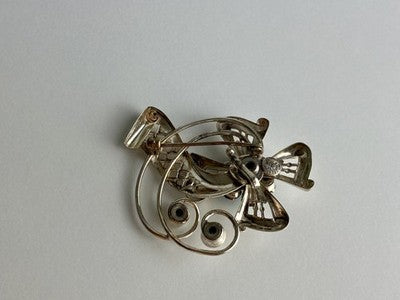 Vintage 925 Sterling Silver Jewelry Glass "Flowering" Brooch