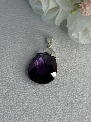 925 Sterling Silver Amethyst Pendant Length 1.40 Inch