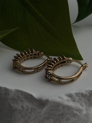 925 Sterling Silver Gold Plated Ruby Earrings