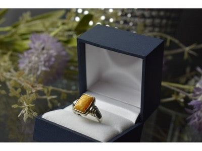 925 Sterling Silver Yellow Jasper Ring Size 7.5