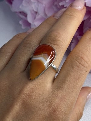 925 Sterling Silver Agate Ring Size 7.5