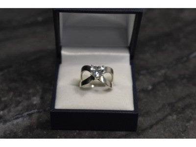 925 Sterling Silver CZ "Heart" Ring Size 8