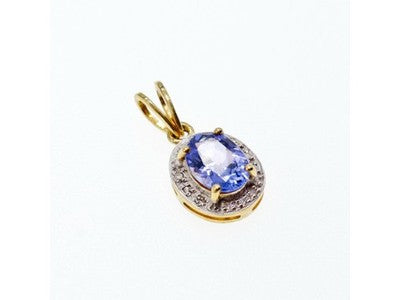 10K Yellow Gold Tanzanite & Diamonds Pendant