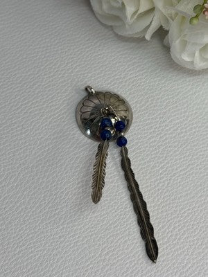 Vintage Native American 925 Sterling Silver Lapis Pendant Length 2.70 Inch
