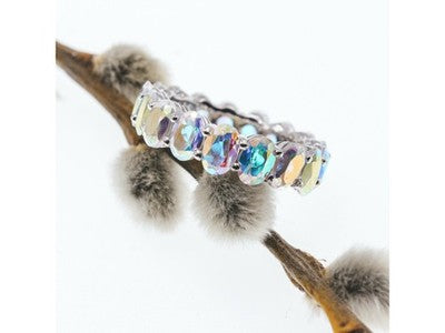 925 Sterling Silver CZ "Rainbow" Ring Size 8