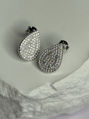925 Sterling Silver Drop CZ Earrings Length 0.65 Inch