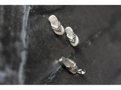 925 Sterling Silver CZ "Flip-Flops" Stud Earrings & Pendant Summer Set