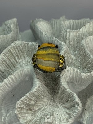 925 Sterling Silver Yashma & Citrine Ring Size 8