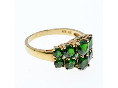 925 Sterling Silver Gold Plated Chrysolites Ring Size 11.5