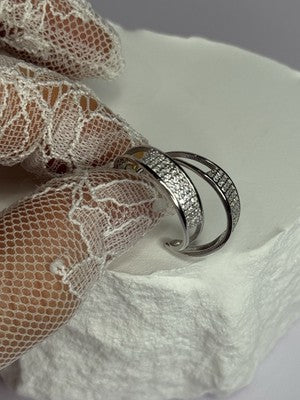 925 Sterling Silver Elegant CZ Earrings Length 0.76