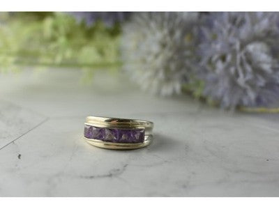 925 Sterling Silver Purple Tourmaline Ring Size 7