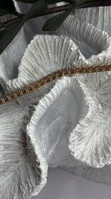Shiny 925 Sterling Silver Gold Plated Cz Bracelet 7.5