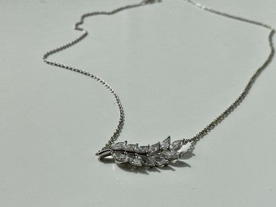 925 Sterling Silver CZ "Leaf" Necklace
