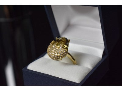 925 Sterling Silver Gold Plated Alpanite & CZ Ring Size 9 Turkey