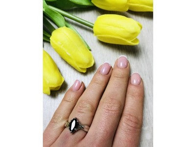 925 Sterling Silver Black Nephrite ( Jade ) Ring Size 6