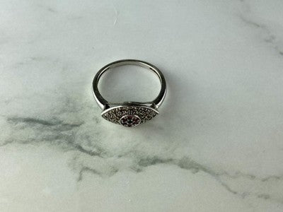 925 Sterling Silver Red Spinel, Tanzanite & Goshenite Ring Size 8.5