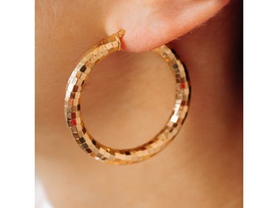 925 Sterling Silver Gold Plated Hoop Earrings Italy