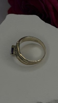 Vintage 925 Sterling Silver Amethyst & Marcasite Ring Size 7.5