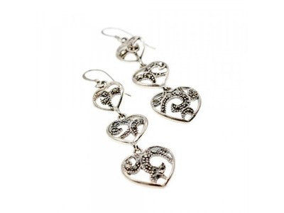 925 Sterling Silver Marcasites "Hearts" Earrings