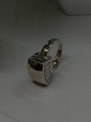 Unique Design 925 Sterling Silver White Colorless Spinel Ring Size 7