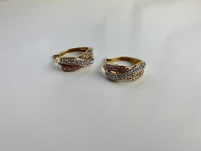 925 Sterling Silver Gold Plated Multicolor CZ Hoop Earrings