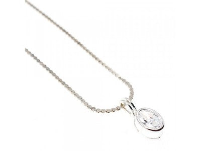 925 Sterling Silver CZ Chain With Pendant 925 Italy