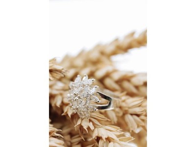 925 Sterling Silver CZ "Flowers" Ring Size 7