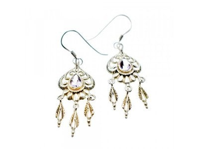 Vintage 925 Sterling Silver Amethyst Earrings