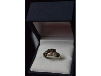 925 Sterling Silver Sapphires Ring Size 6.5