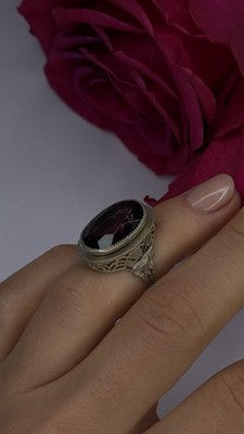 Vintage 925 Sterling Silver Purple Amethyst Ring Size 4.5