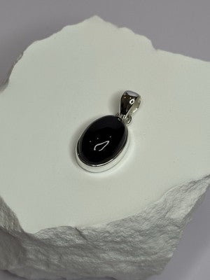 925 Sterling Silver Black Onyx Pendant Length 1.2 Inch