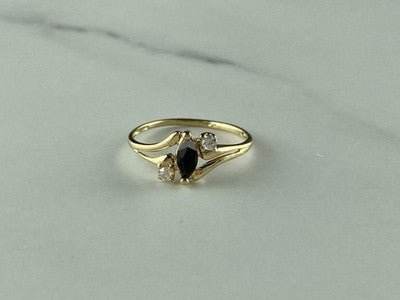 10K Yellow Gold Spinel & White Topaz Ring Size 5.5