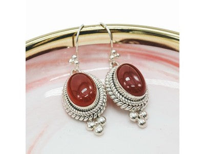 Vintage 925 Sterling Silver Agate Earrings