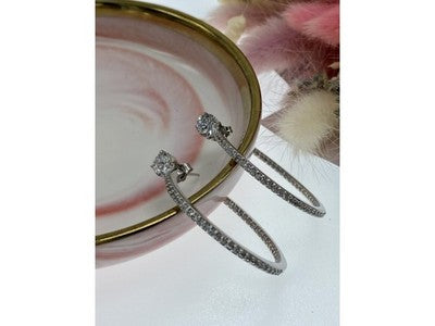 925 Sterling Silver CZ Hoop Earrings