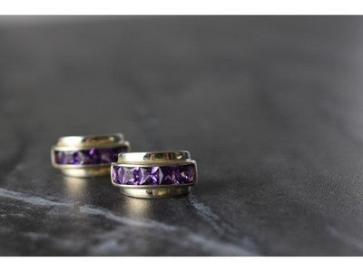 925 Sterling Silver Purple Tourmaline Stud Earrings