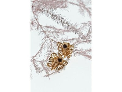 14K Yellow Gold Garnet Butterfly Earrings