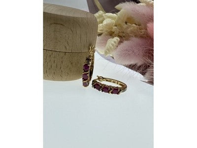 925 Sterling Silver Gold Plated Pink Spinel Earrings