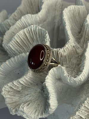 Vintage 925 Sterling Silver Agate Ring Size 8