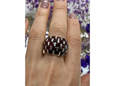 925 Sterling Silver Garnet Ring Size 8