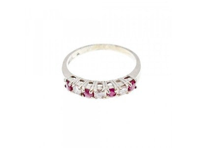 925 Sterling Silver Pink Spinel & CZ Ring Size 7