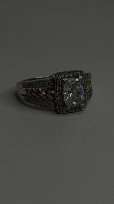 Verragio 925 Sterling Silver & Gold Plated Part Cz Ring Size 8