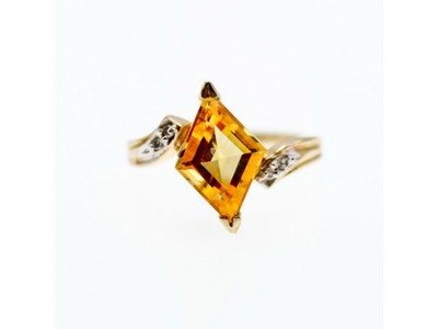 10K Yellow Gold Heliodor & Diamonds Ring Size 7