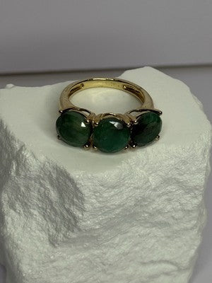 925 Sterling Silver Gold Plated Malachite Ring Size 7