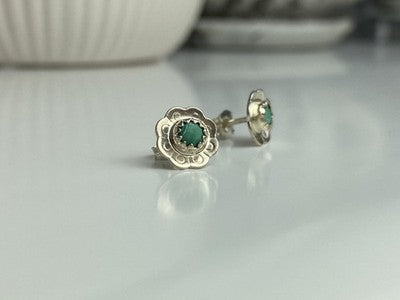 925 Sterling Silver Malachite Stud Earrings
