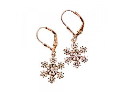 925 Sterling Silver CZ "Snowflakes" Earrings